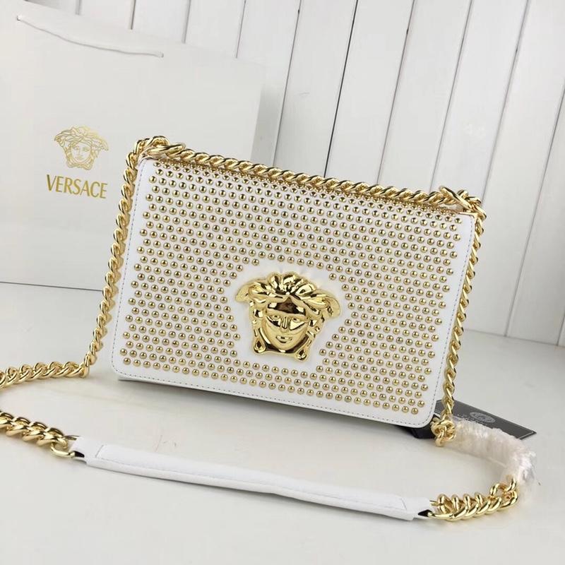 Versace Clutches DBFG170 full leather full gold nail white